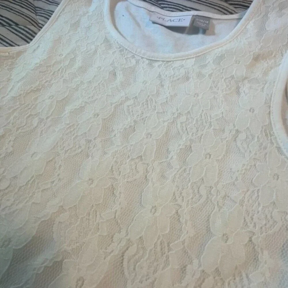 Children's‎ Place Girls Size L 10/12 Sleeveless Lace Tee Tank Lilac Floral Skirt - Picture 9 of 10